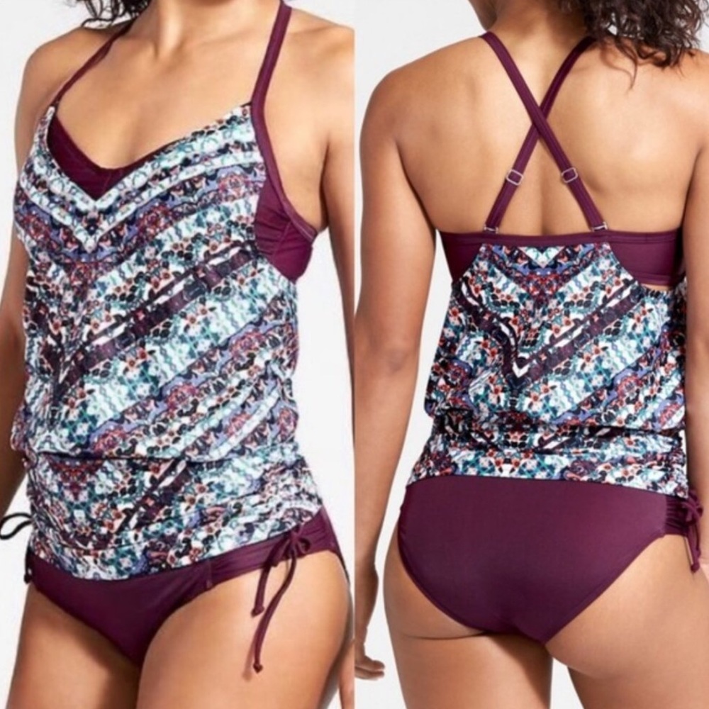 ATHLETA Marrakesh Side Scrunch Tankini Swim Top - Picture 2 of 16